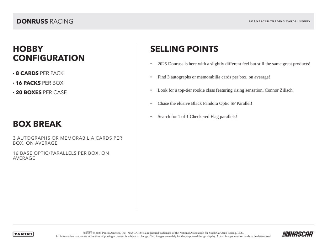 2025 Panini Donruss Racing Hobby Box