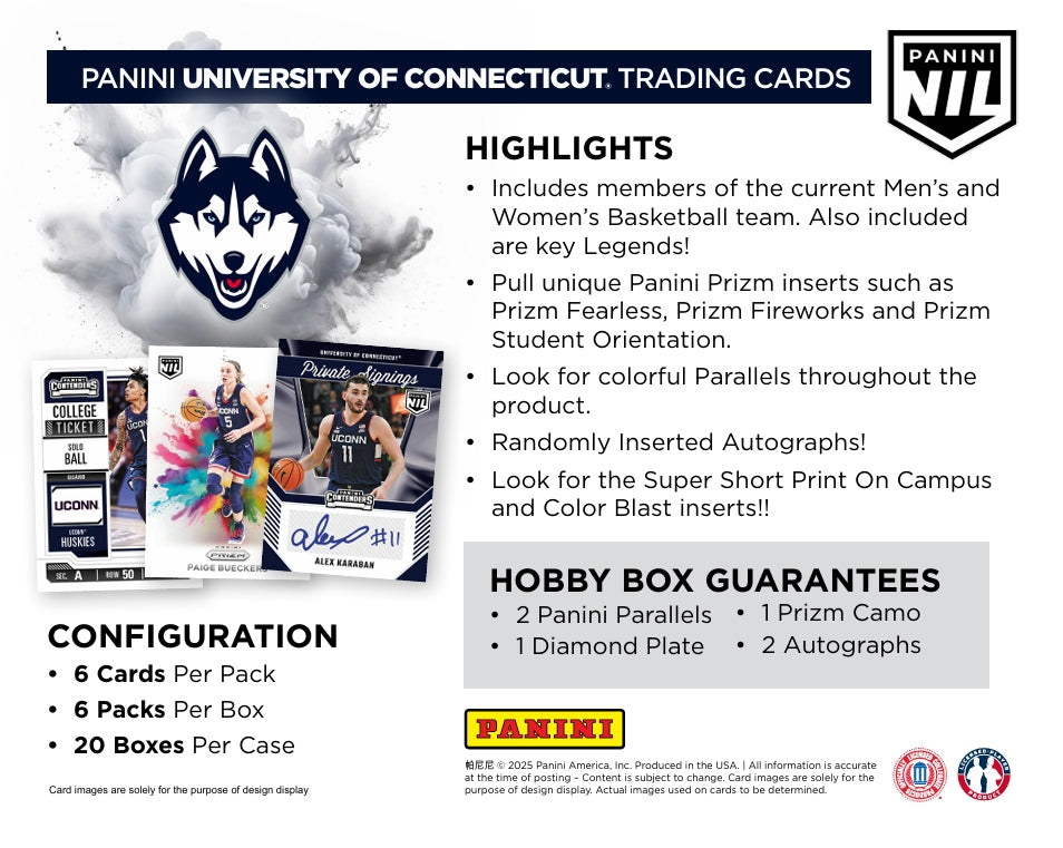 2025 Panini University of Connecticut Basketball Hobby Box