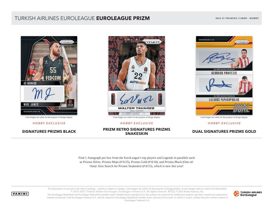 2024-25 Panini Prizm Turkish Airlines Euroleague Basketball Hobby Box