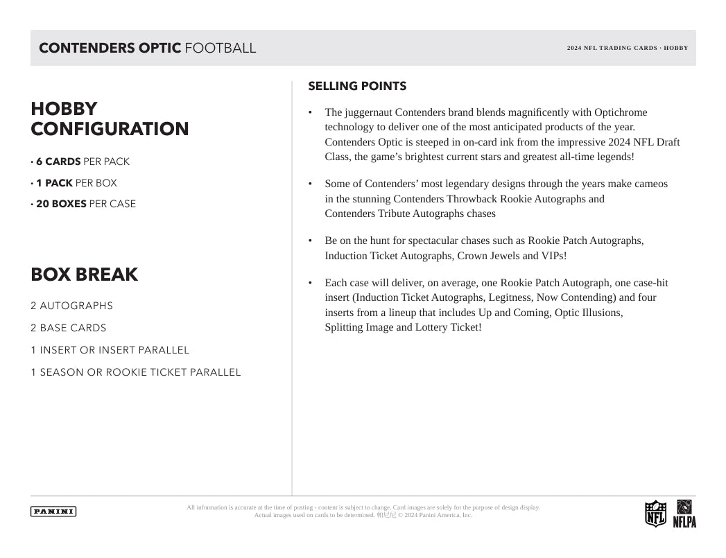 2024 Panini Contenders Optic Football Hobby Box