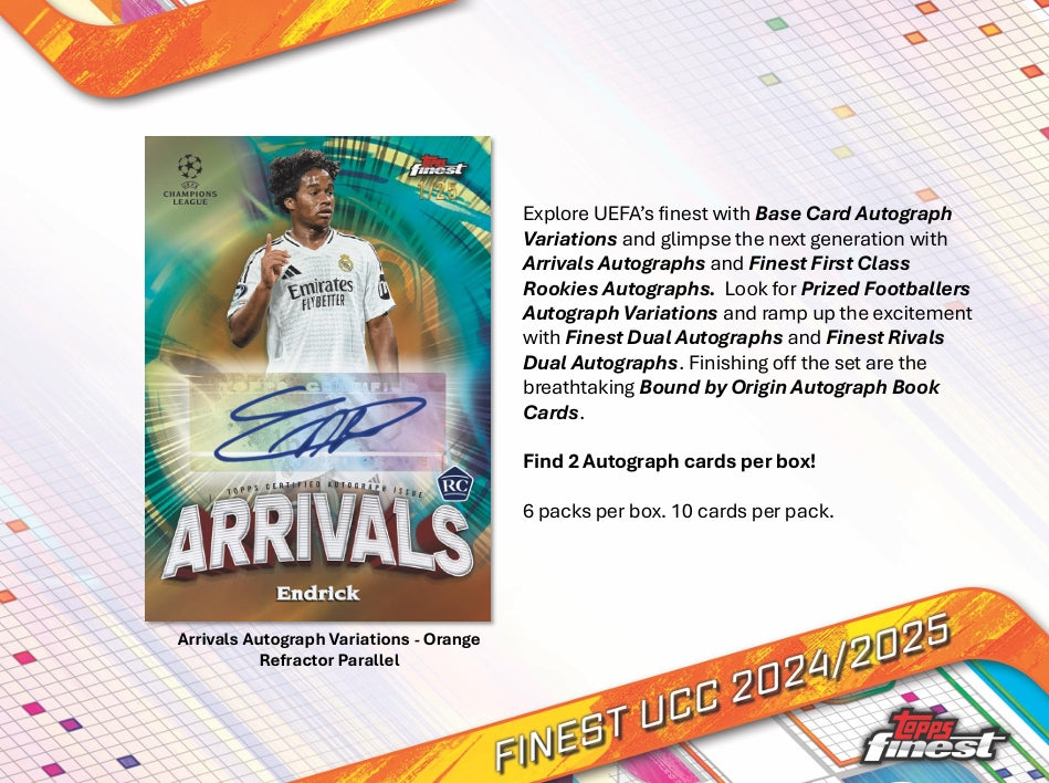 2024-25 Topps Finest UEFA Club Competitions Soccer Hobby Box