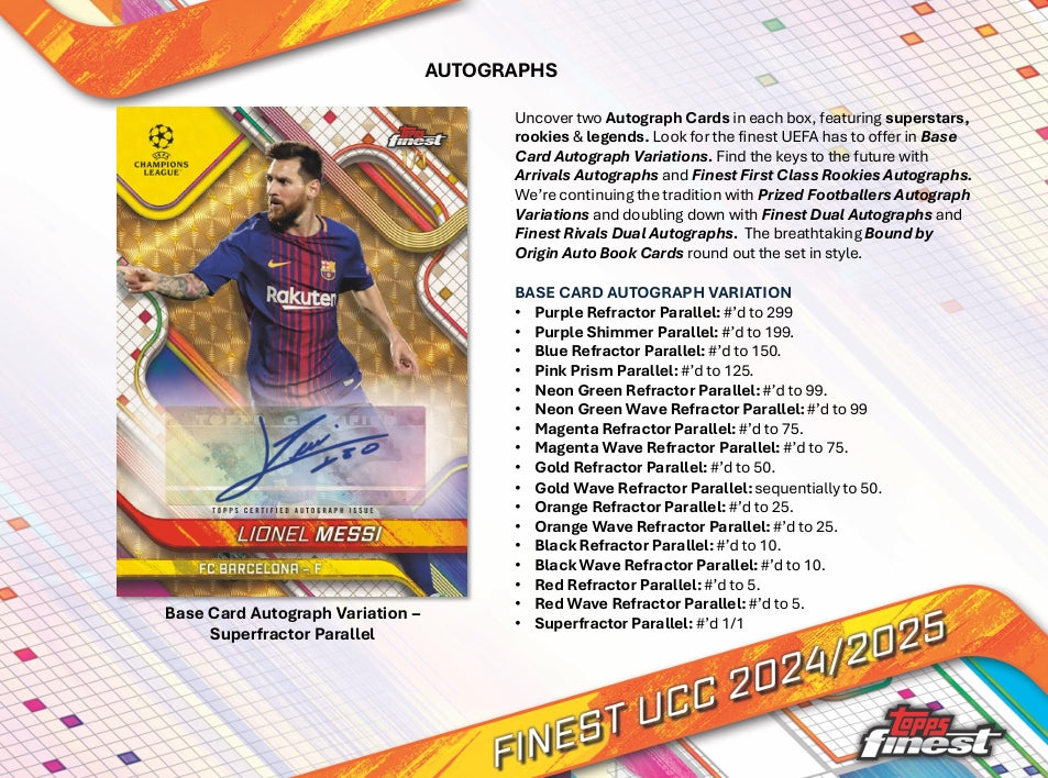 2024-25 Topps Finest UEFA Club Competitions Soccer Hobby Box