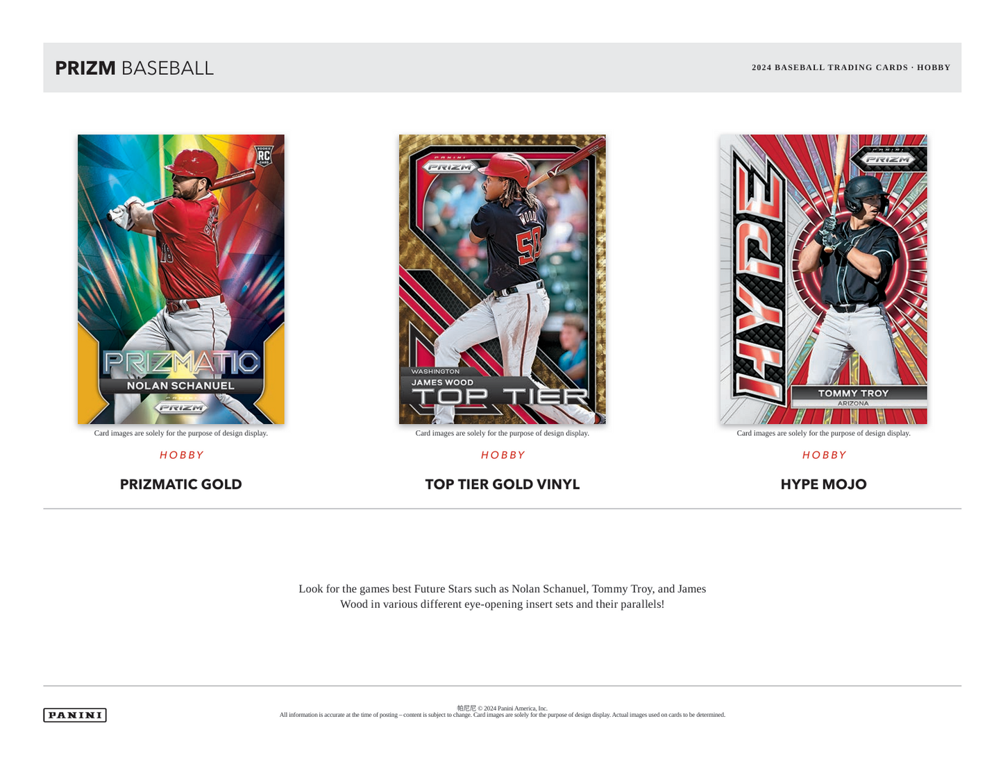 2024 Panini Prizm Baseball Hobby Box Info sheet