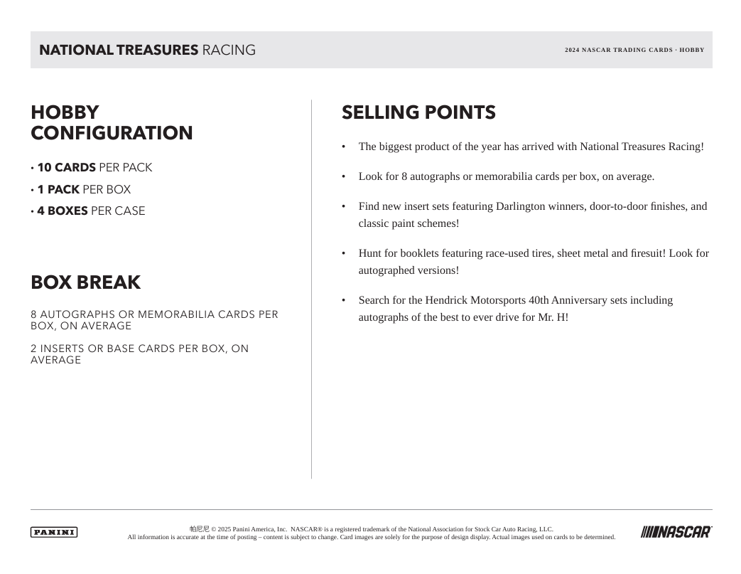 2024 Panini National Treasures Racing Hobby Box