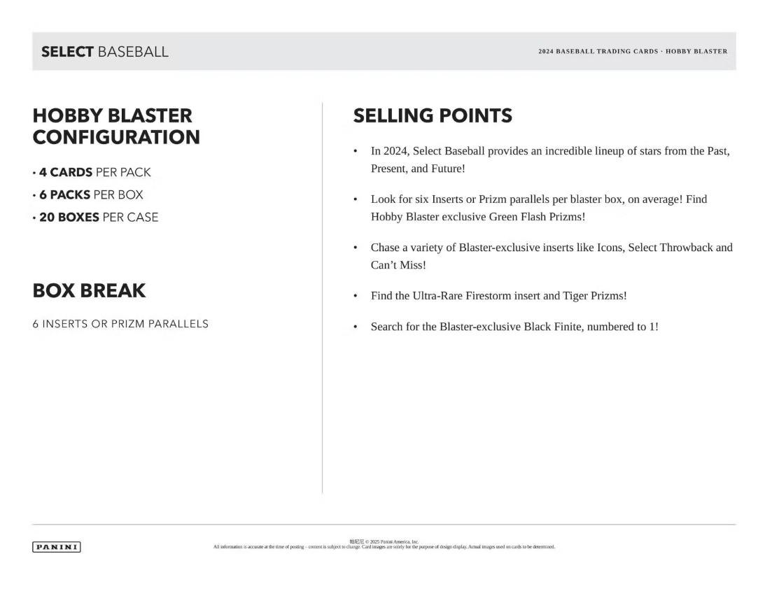 2024 Panini Select Baseball Hobby Blaster Box