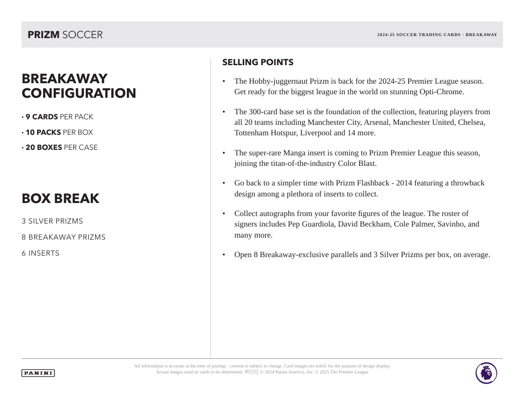 2024-25 Panini Prizm Premier League Soccer Breakaway Box