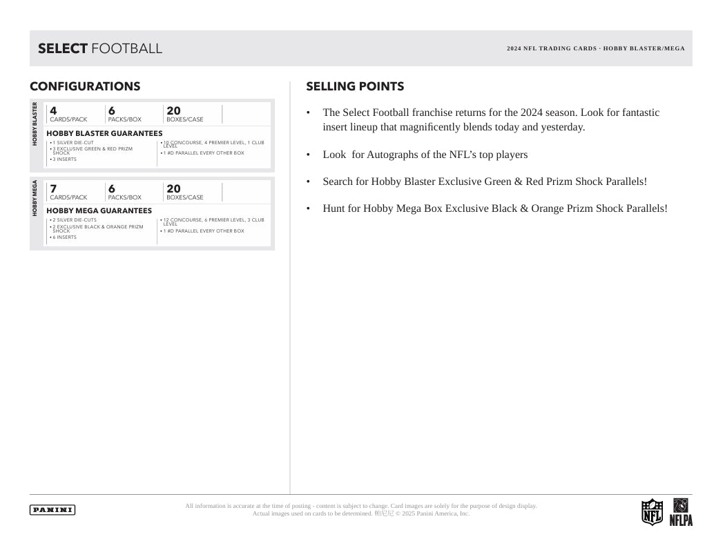 2024 Panini Select Football Hobby Blaster Box