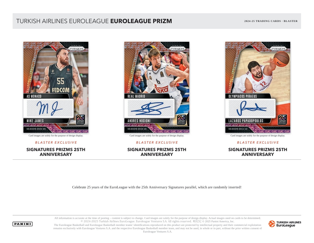 2024-25 Panini Prizm Turkish Airlines Euroleague Basketball Blaster Box