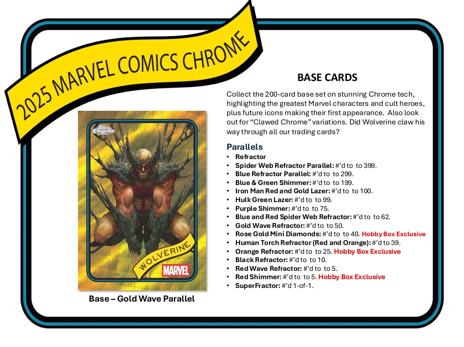 2025 Topps Marvel Comics Chrome Hobby Box