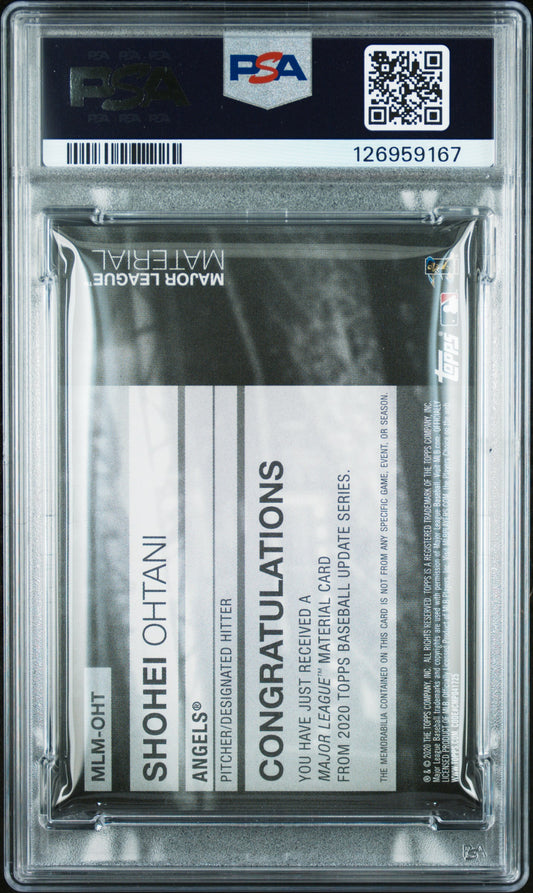 2020 Topps Update Major League Material Relic Gold /50 Shohei Ohtani #MLM-OHT PSA 8