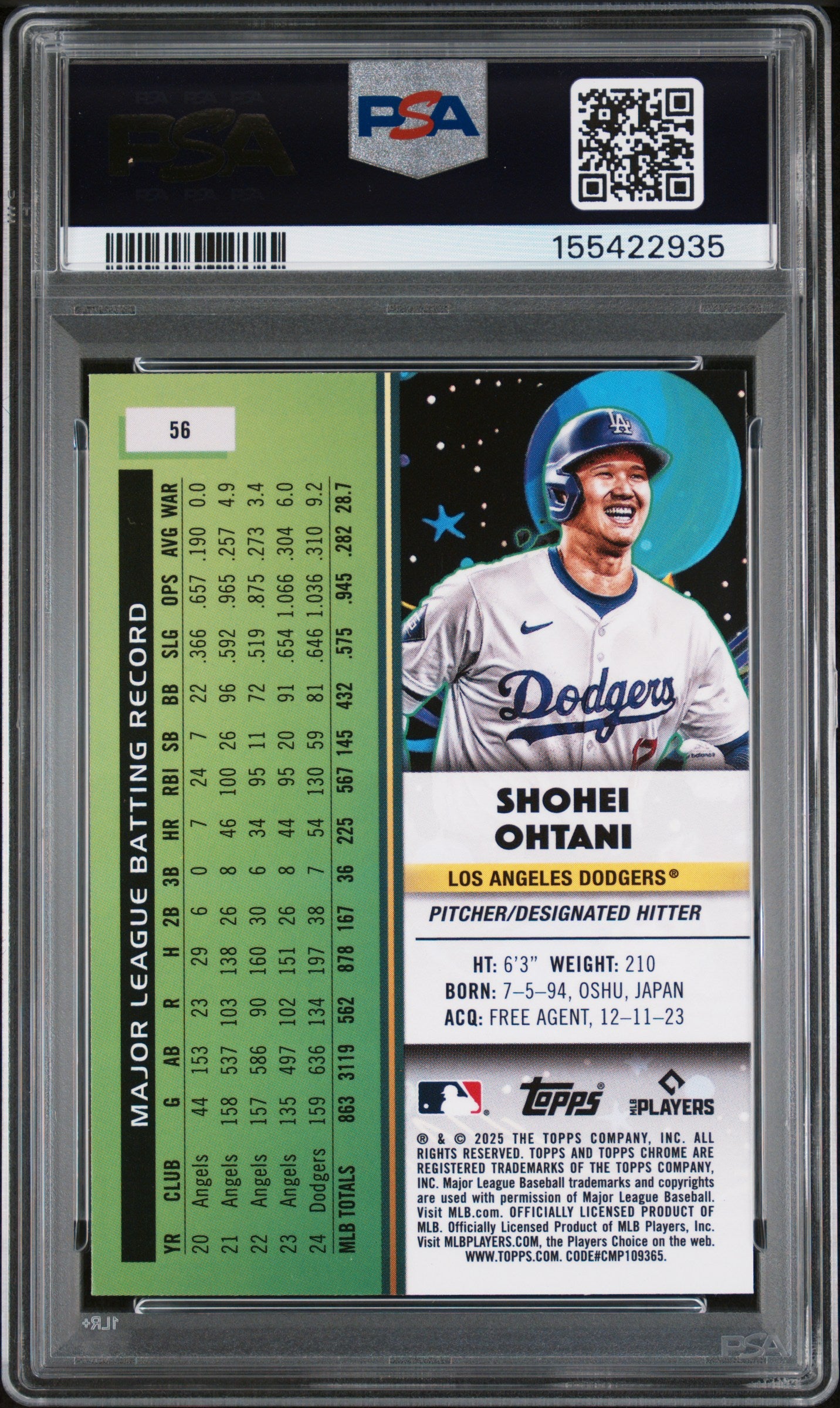 2025 Topps Cosmic Chrome Nucleus #56 Shohei Ohtani PSA 9 (155422935)