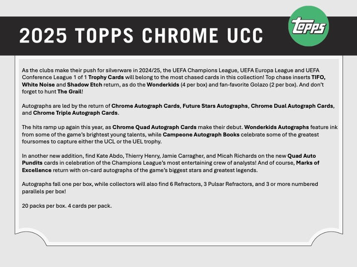 2024-25 Topps Chrome UEFA Club Competition Soccer Hobby