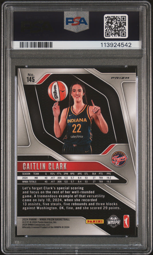 2024 Panini Prizm WNBA Orange Ice Caitlin Clark #145 PSA 10