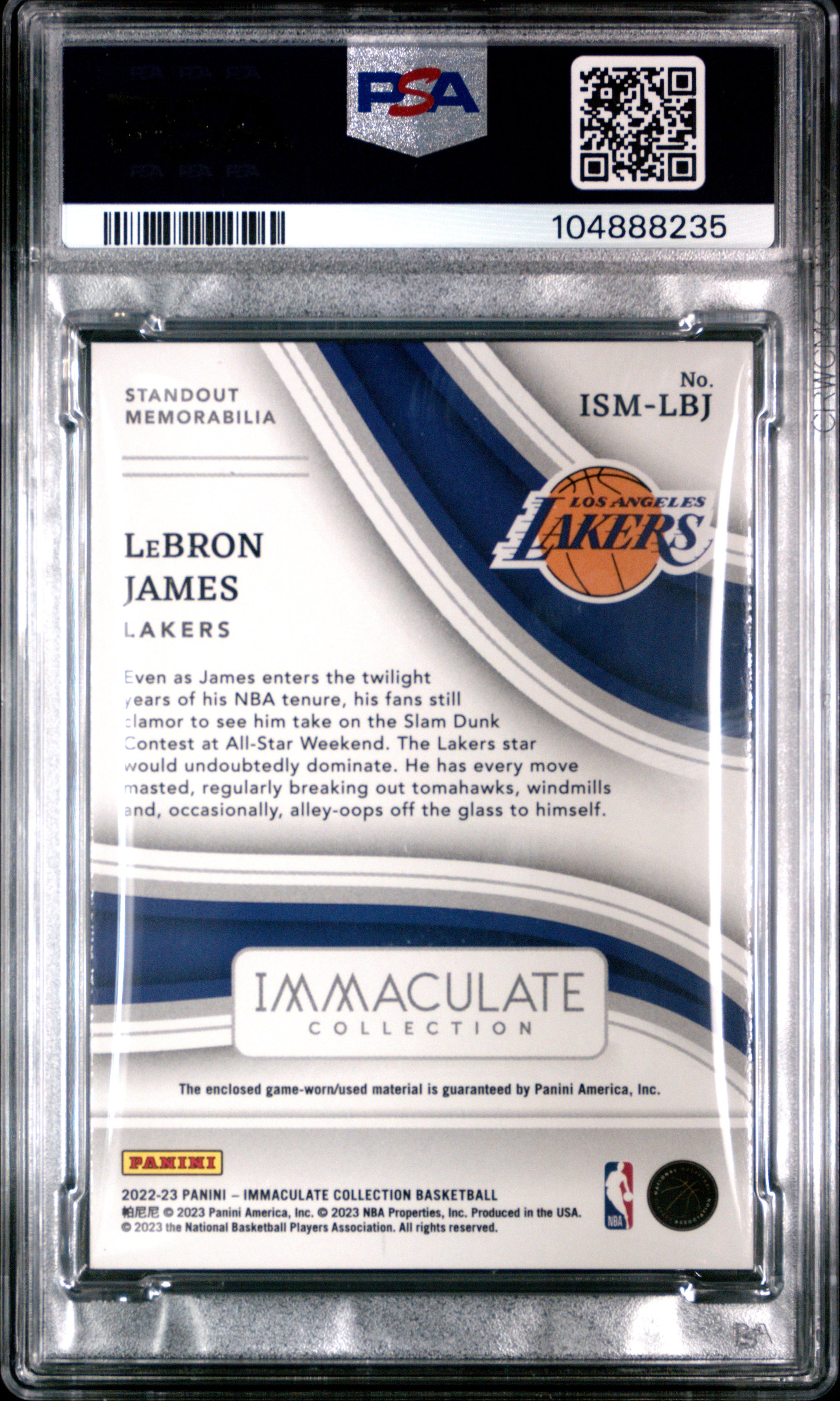 2022 Panini Immaculate Standout Memorabilia Red LeBron James #ISMLBJ PSA 9