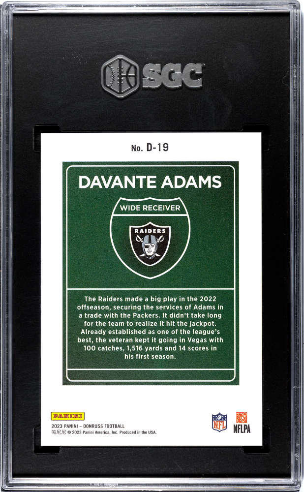 2023 Donruss Downtown #D-19 Davante Adams SGC 9.5