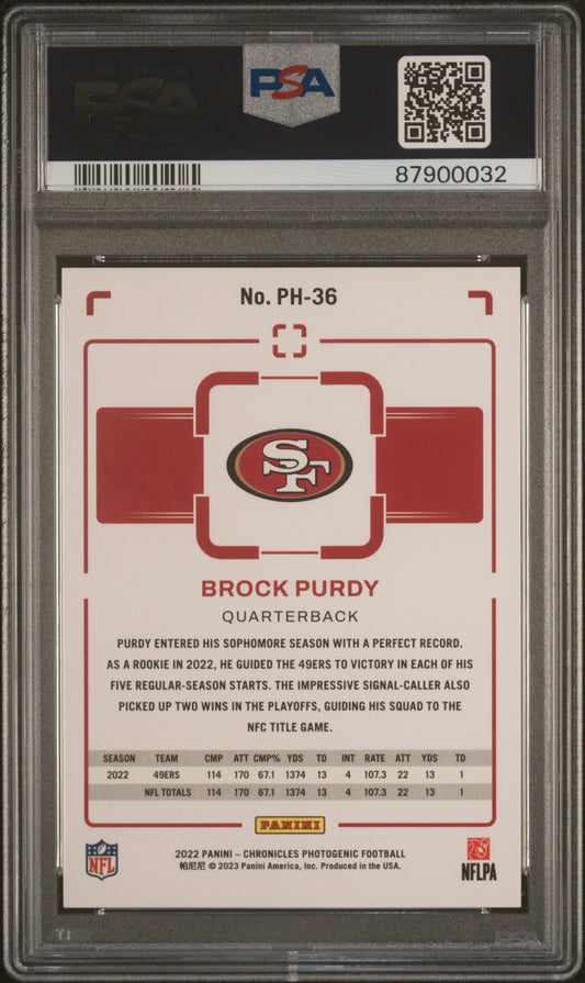 2022 Panini Chronicles Photogenic Brock Purdy #PH-36 PSA 10