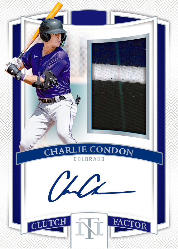 2025 Panini National Treasures Baseball Charlie Condon Patch Autograph Card