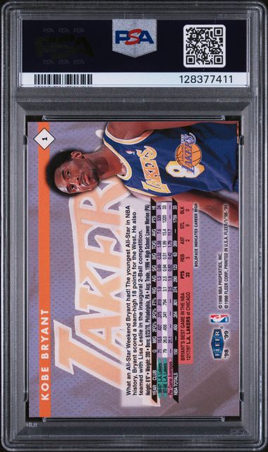 1988 Fleer Traditions #1 Kobe Bryant PSA 9 - Back