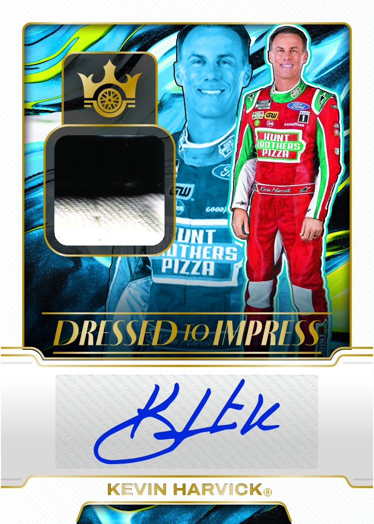 2026 Panini Track Kings Racing Kevin Harvick Dressed to Impress Material Signatures Gold Autographed Memorabilia Card