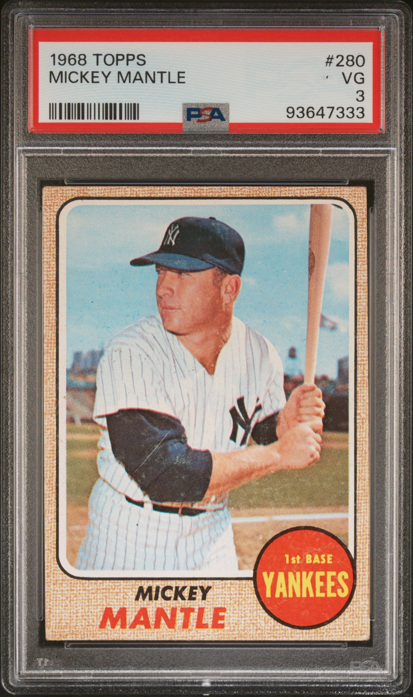 1968 Topps Mickey Mantle #280 PSA 3