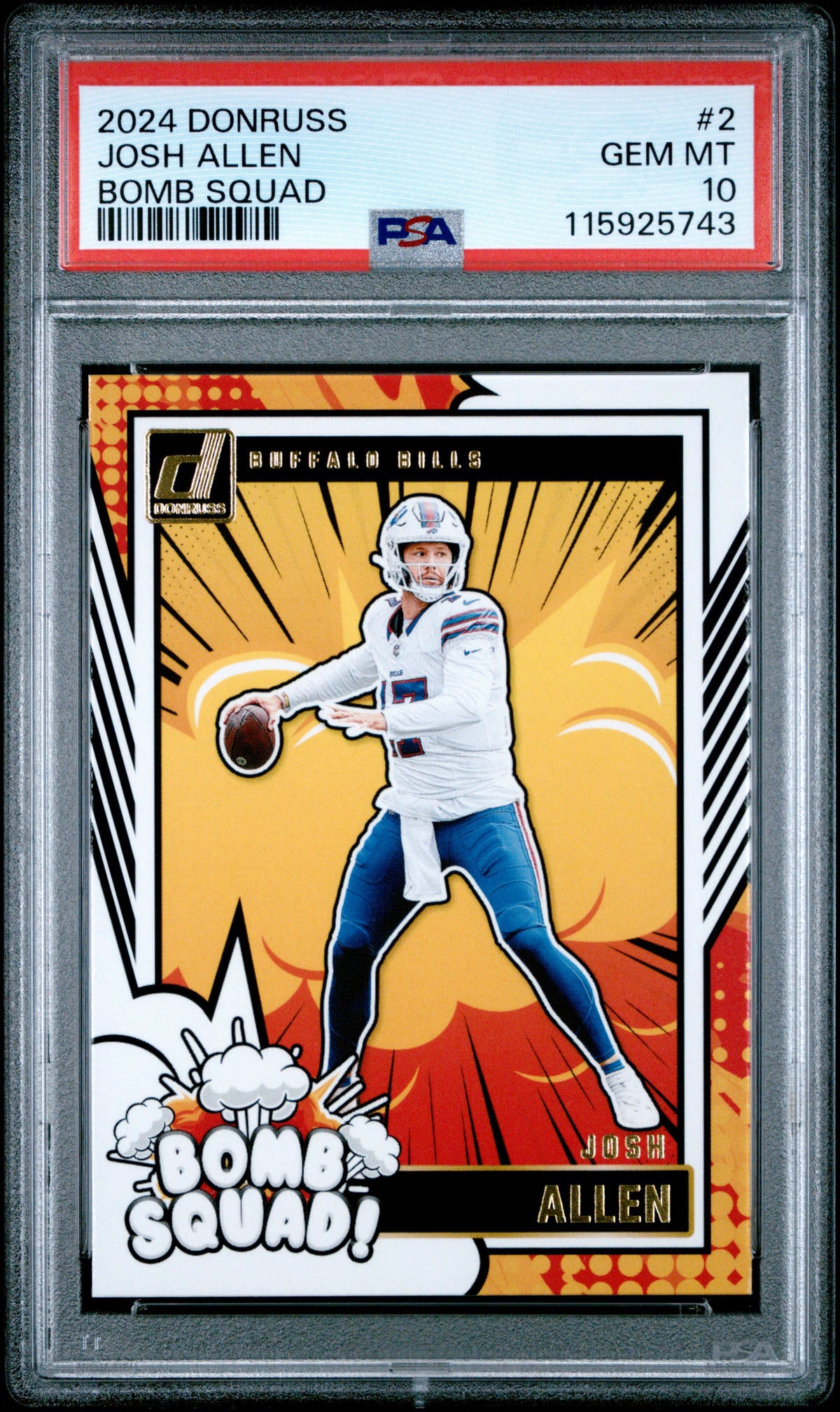 2024 Panini Donruss Bomb Squad Josh Allen #2 PSA 10