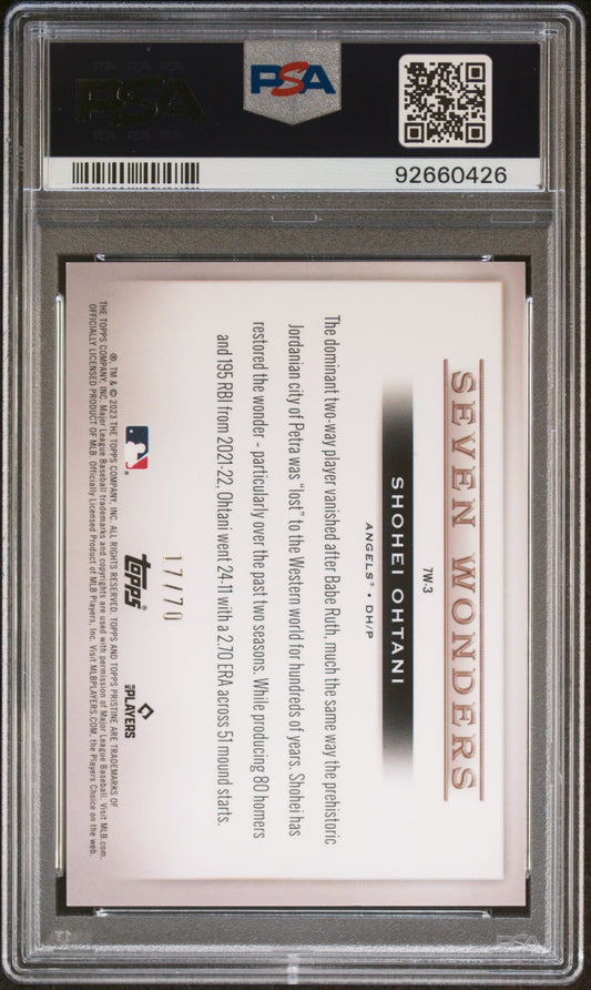 2023 Topps Pristine 7 Wonders 17/70 Shohei Ohtani #7W3 PSA 10
