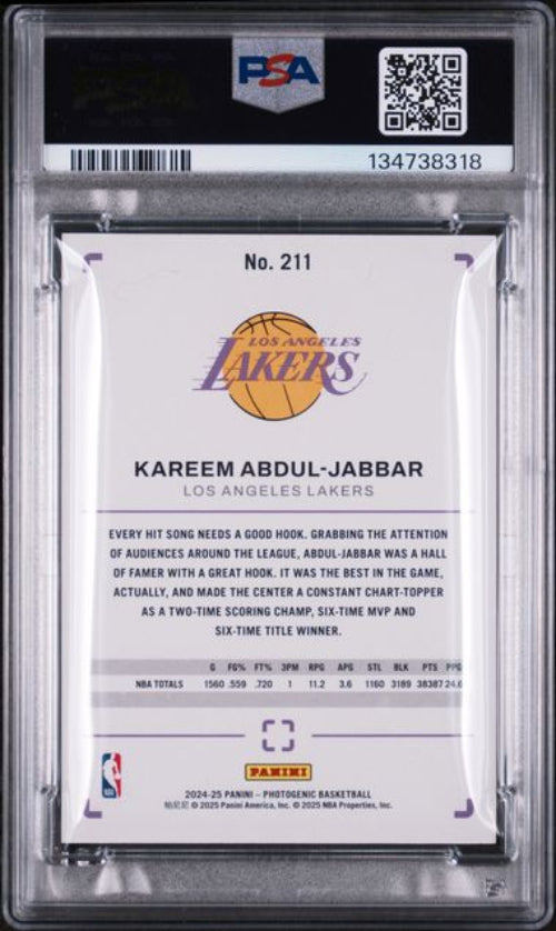 2024 Panini Photogenic #211 Kareem Abdul-Jabbar PSA 10 - Back