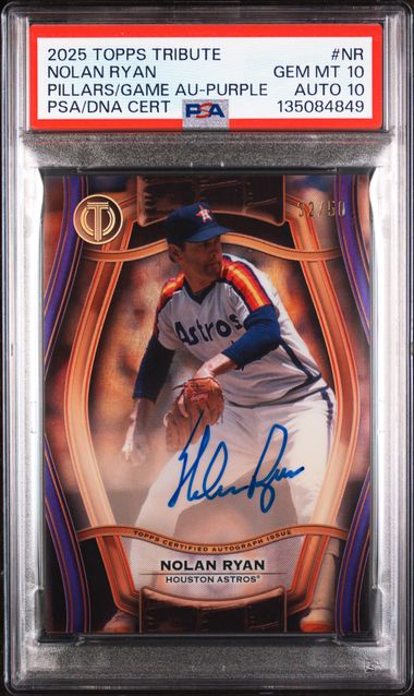 2025 Topps Tribute Pillars of the Game Autos /50 #NR Nolan Ryan PSA 10 - Front