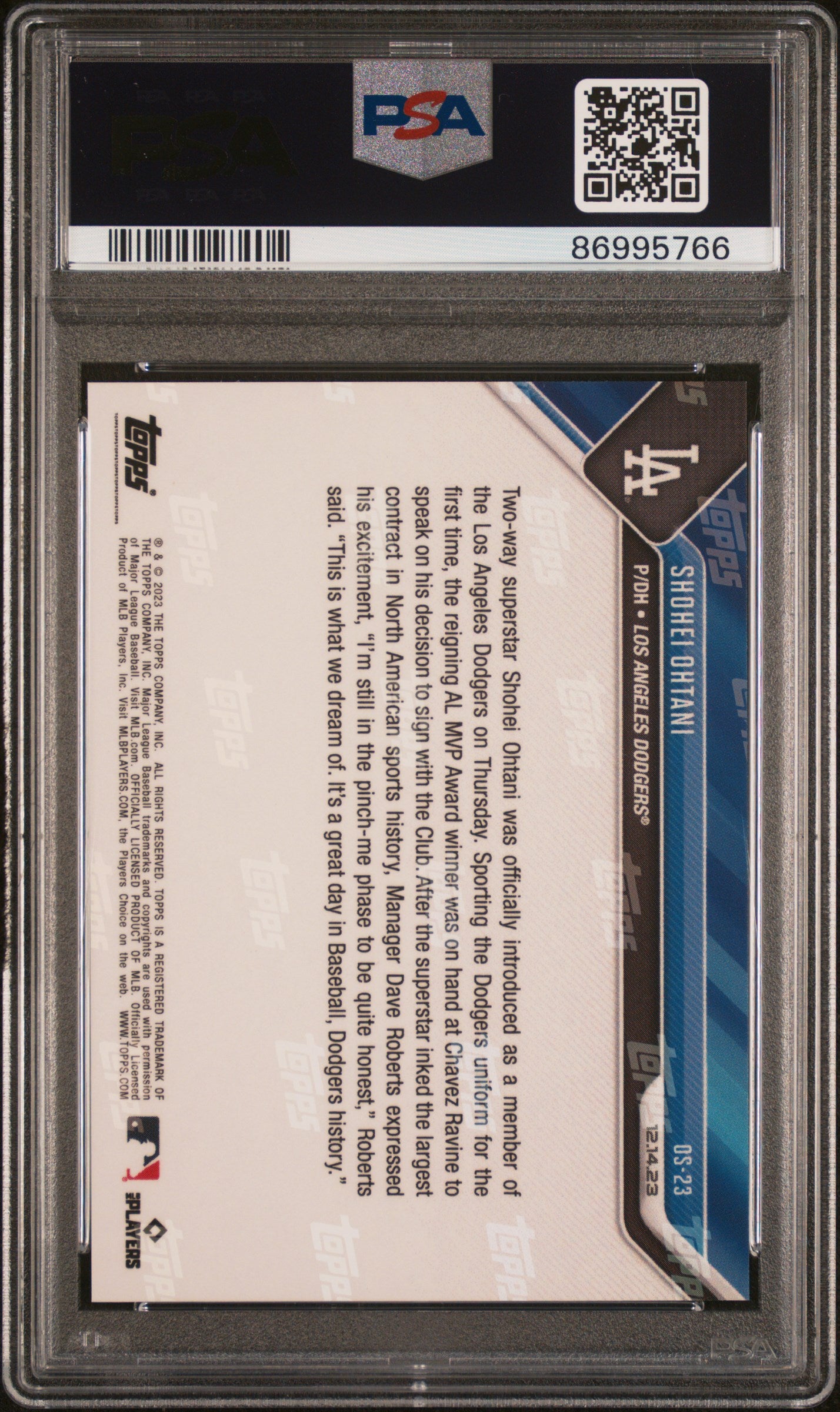 2023 Topps Now Offseason: #OS23 Shohei Ohtani (PSA 10)