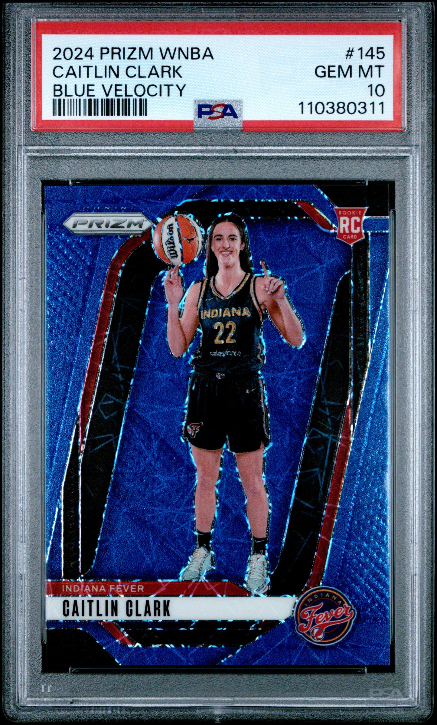 2024 Panini Prizm WNBA Blue Velocity Caitlin Clark #145 PSA 10