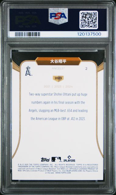 2025 Topps Welcome to the Club Ohtani Kanji Language Variation #2 Shohei Ohtani PSA 8 - Back