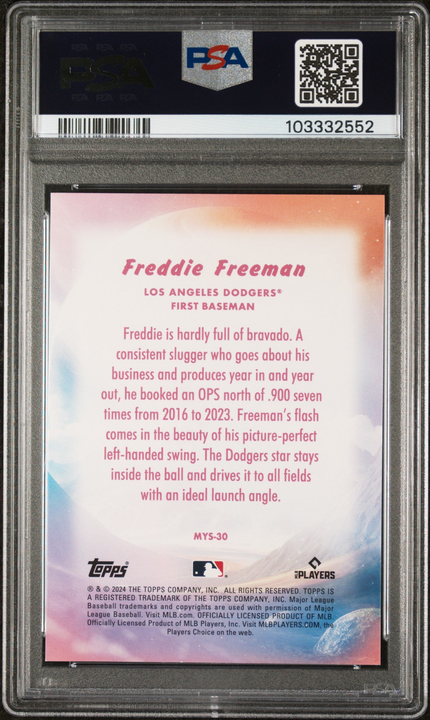 2024 Topps Update Mystical Blue Freddie Freeman PSA 10