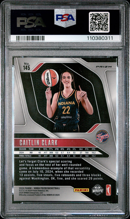 2024 Panini Prizm WNBA Blue Velocity Caitlin Clark #145 PSA 10