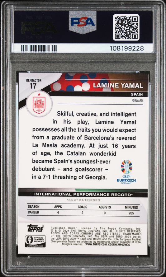 2024 Topps Chrome UEFA Euro Refractor Lamine Yamal PSA 9