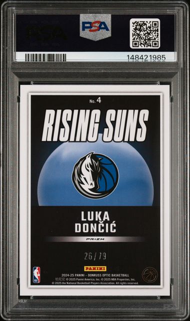 2024 Donruss Optic Rising Suns Pink Velocity /79 #4 Luka Doncic PSA 10 - Back