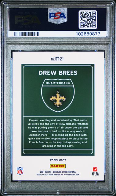 2021 Donruss Optic Downtown #DT21 Drew Brees PSA 9 - Back