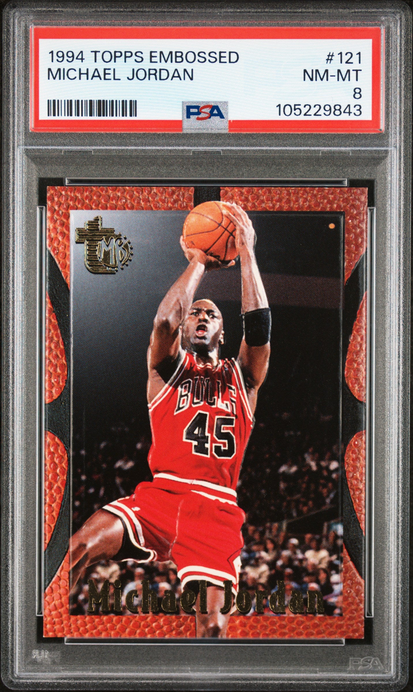 1994 Topps Embossed #121 Michael Jordan PSA 8 Bulls Card - Front