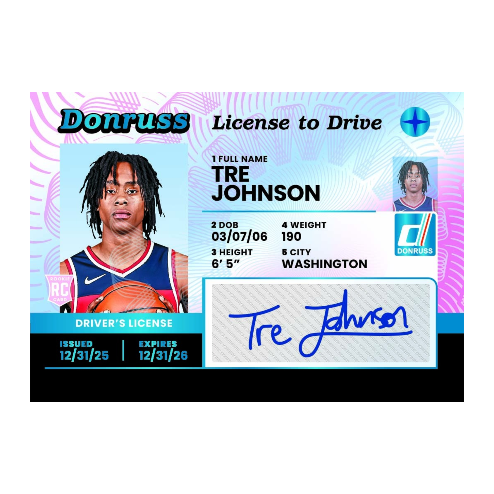 2025-26 Panini Donruss Basketball License to Drive Tre Johnson