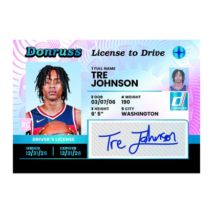 2025-26 Panini Donruss Basketball License to Drive Tre Johnson