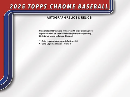 2025 Topps Chrome Baseball Hobby Jumbo box information