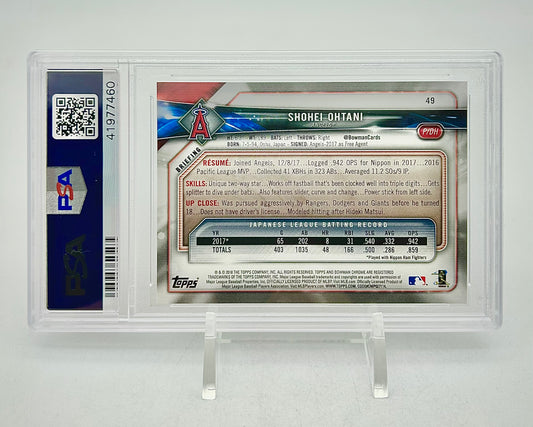 2018 Bowman Shohei Ohtani #49 PSA 10