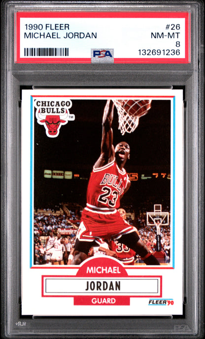 1990 Fleer #26 Michael Jordan PSA 8 Bulls Card - Front
