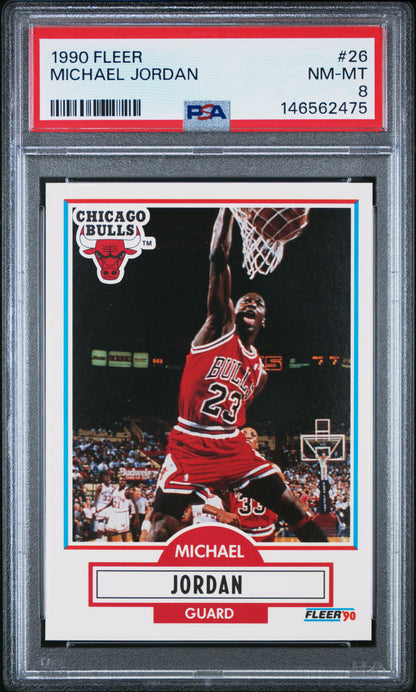 1990 Fleer #26 Michael Jordan PSA 8 Bulls Card - Front
