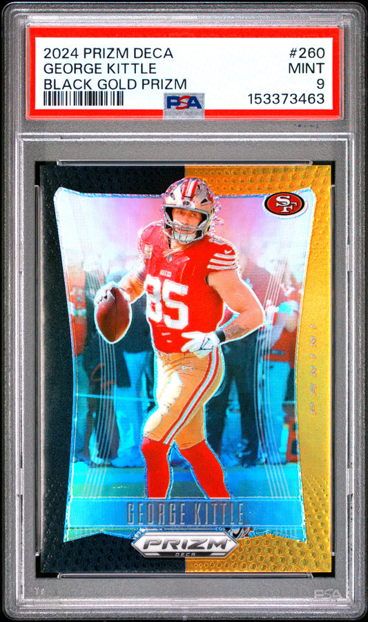 2024 Panini Prizm Deca Black Fold /5 George Kittle PSA 9 - Front