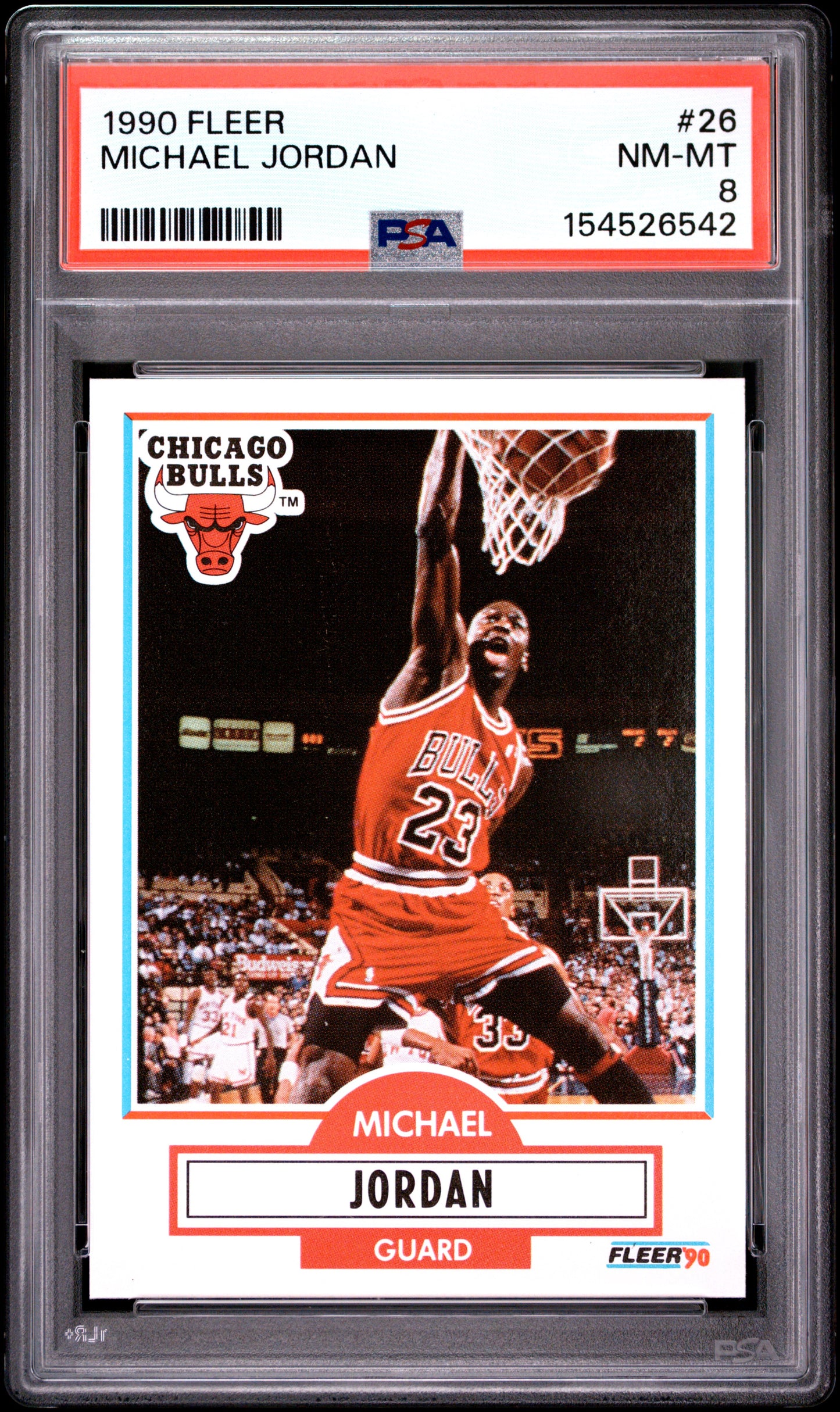 1990 Fleer #26 Michael Jordan PSA 8 Bulls Card - Front
