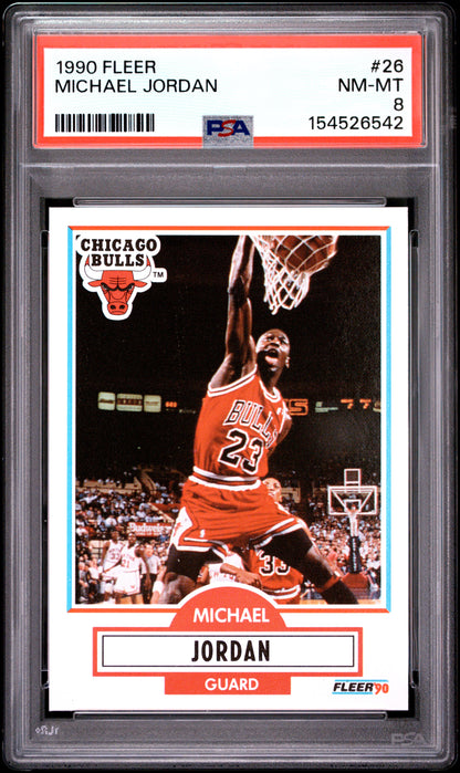 1990 Fleer #26 Michael Jordan PSA 8 Bulls Card - Front