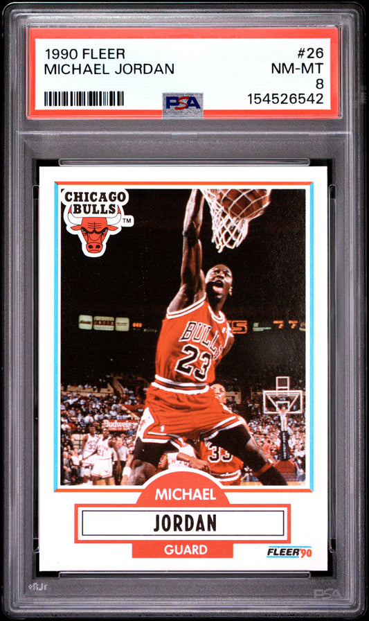 1990 Fleer #26 Michael Jordan PSA 8 Bulls Card - Front