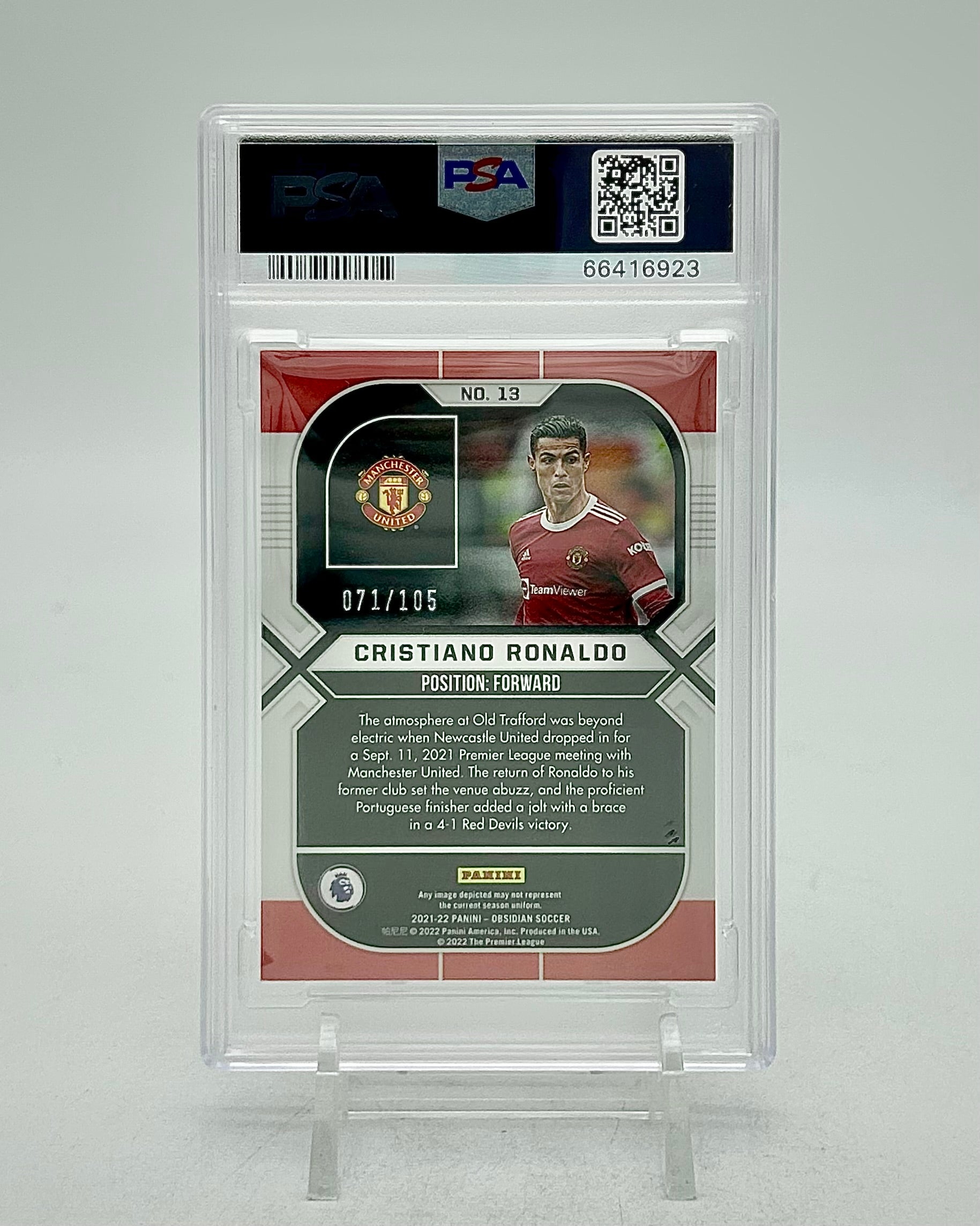 2021-22 Panini Obsidian /105 Cristiano Ronaldo #13 PSA 9