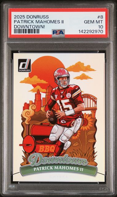2025 Pannini Donruss Downtown #8 Patrick Mahomes II PSA 10 - Front