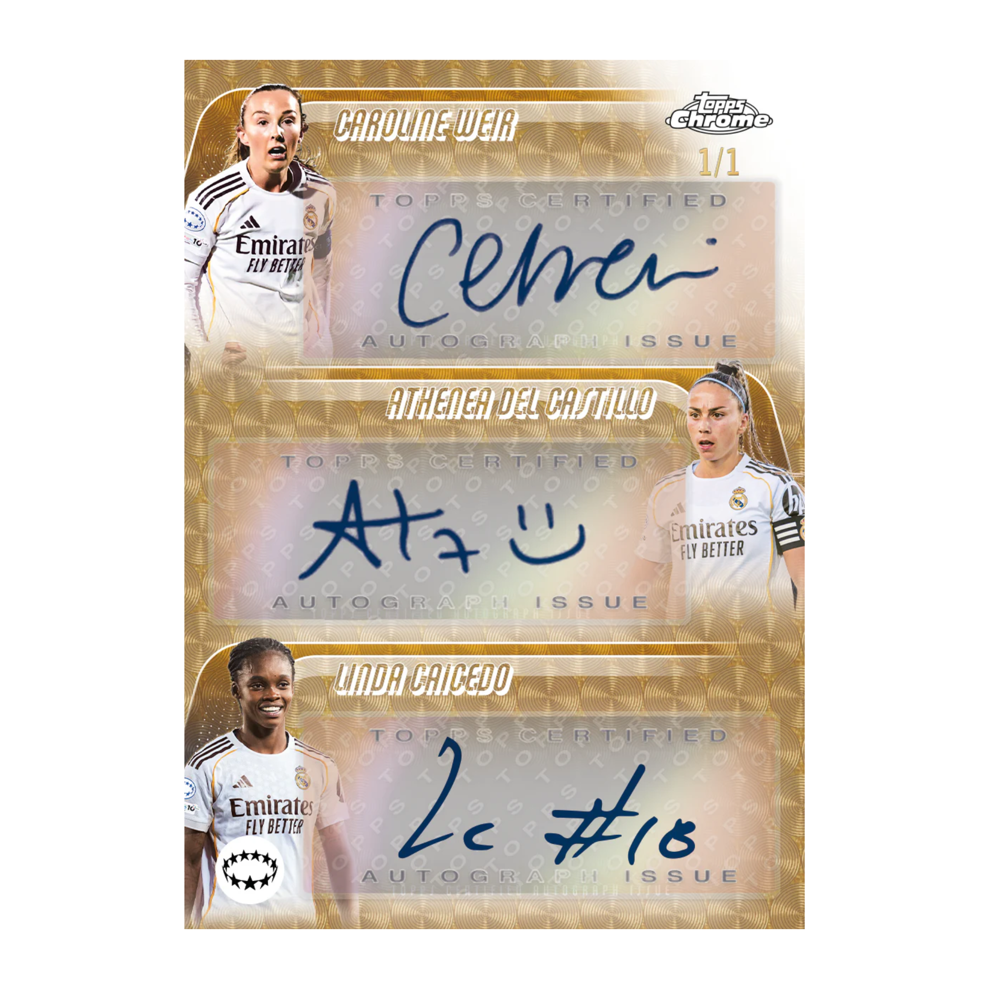 2025-26 Topps Chrome UEFA Women's Champions League Triple Autographs
